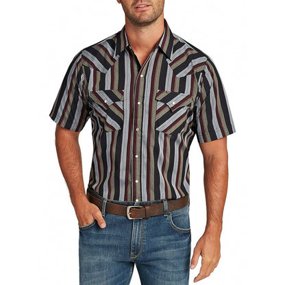 Men’s Striped Western Snap Shirt – Short Sleeve Workwear