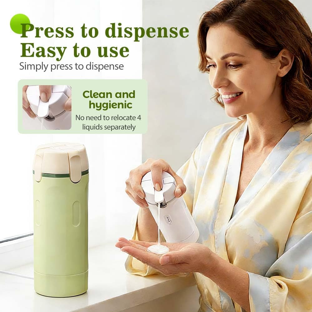 ✈️ 4‑in‑1 Leakproof Travel Bottles, 360° Rotary Toiletry Organizer 🧴