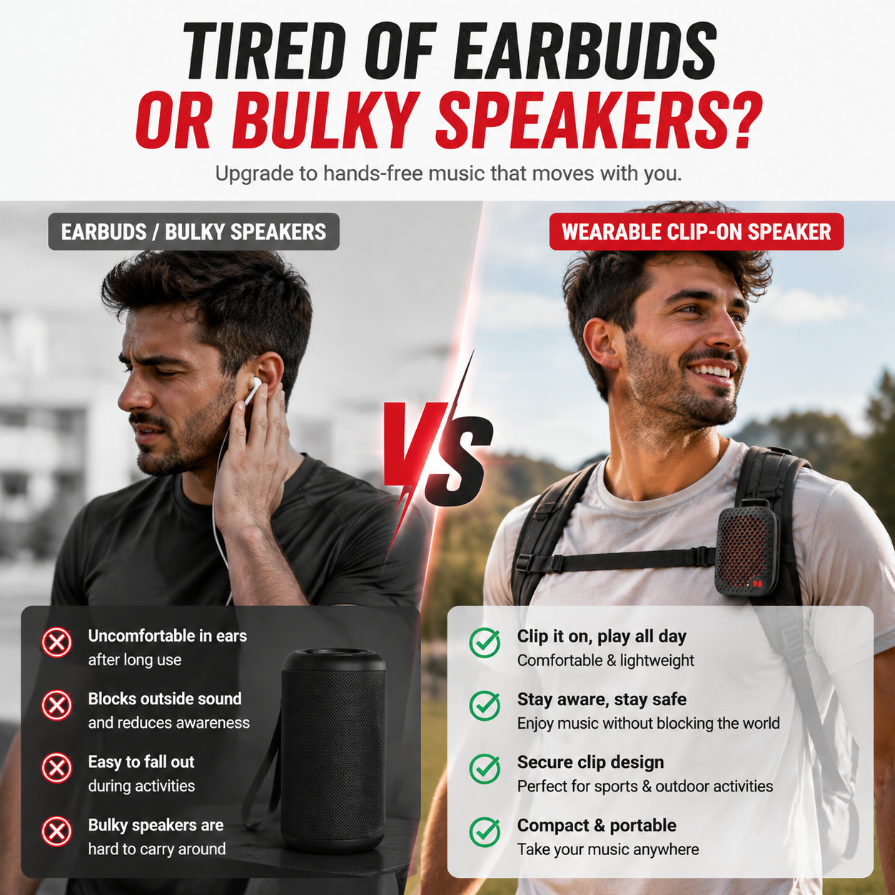 🏃 Outdoor Clip-On Bluetooth Speaker | Waterproof Speaker for Running & Cycling