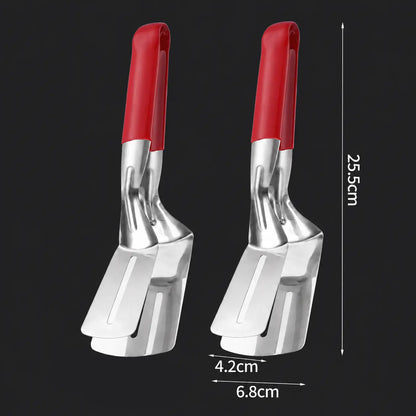🍳 2-in-1 Stainless Steel Spatula Tongs – Grip, Flip & Serve