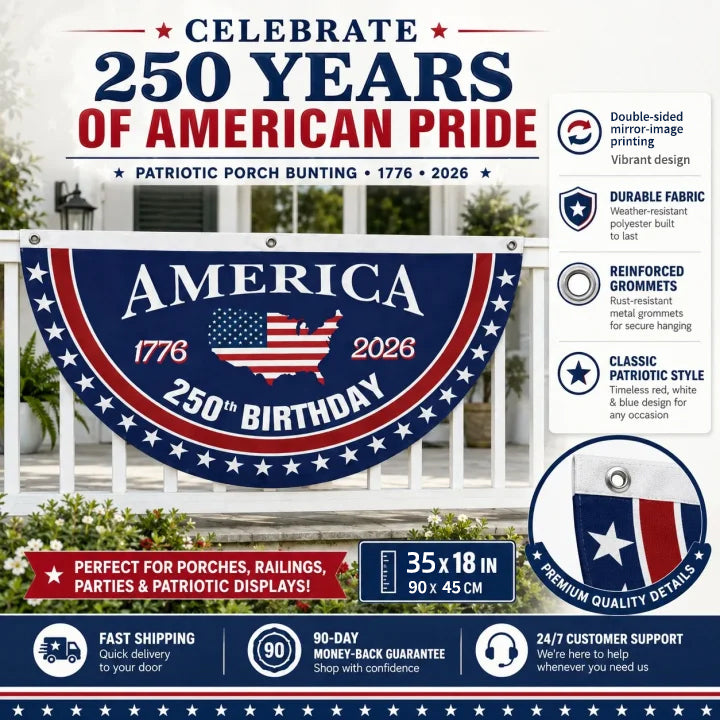 Flash Sale 60% OFF⭐Veteran Made - USA 250th Anniversary Flag Half Round Banner🦅