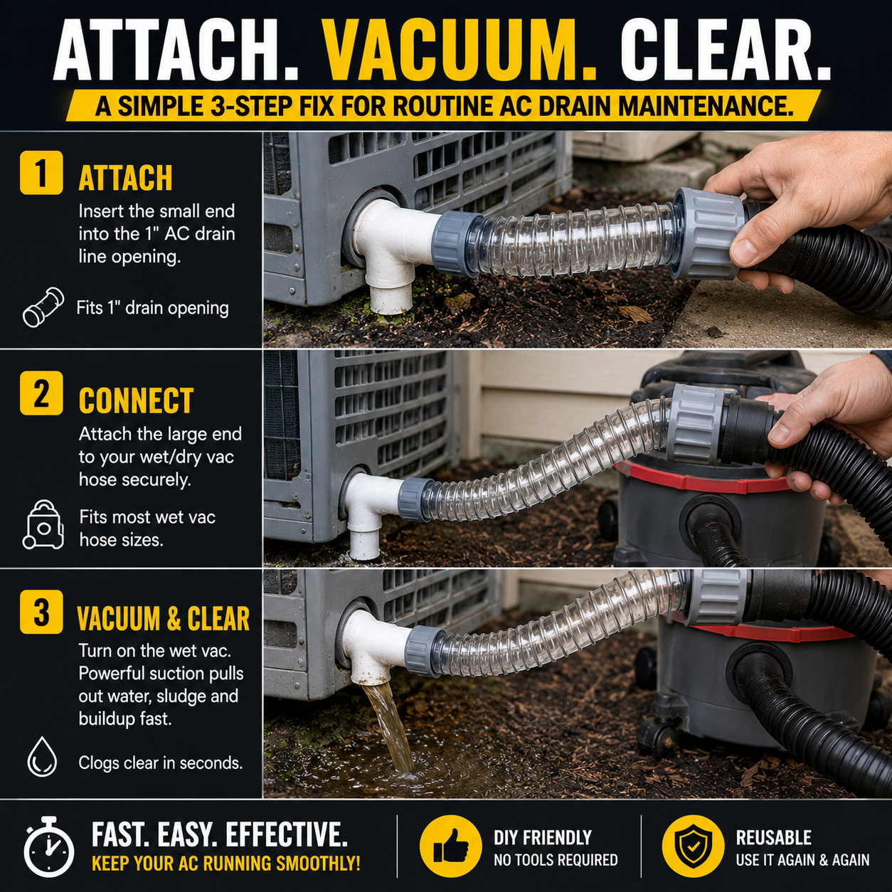 ⚡ Unclog AC Drain Lines Fast – Wet Vac Drain Cleaning Adapter