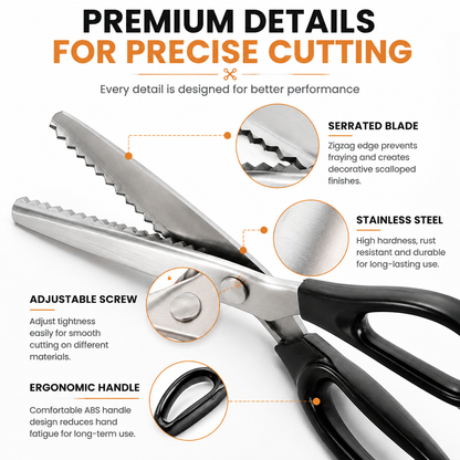 ✂️ Professional Pinking Shears – Stainless Steel Zigzag Fabric Cutting Scissors