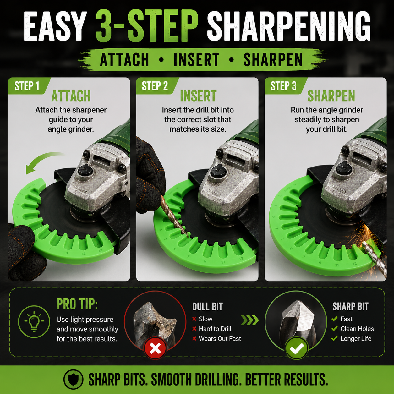⚡Angle Grinder Drill Bit Sharpener – 3–12mm Portable Sharpening To