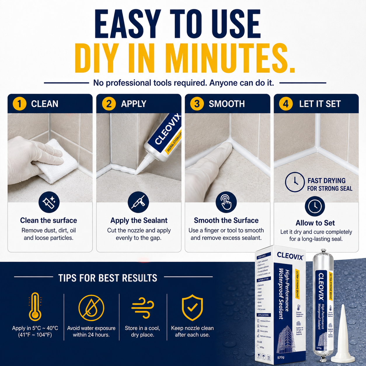 💧 High-Performance Waterproof Sealant – Seal Leaks, Gaps & Joints with Ease