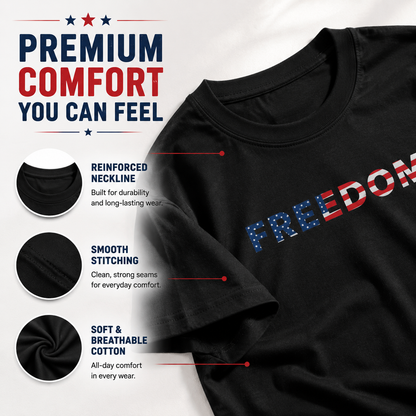Freedom Patriotic T-Shirt – Classic American Flag Cotton Tee for Men & Women