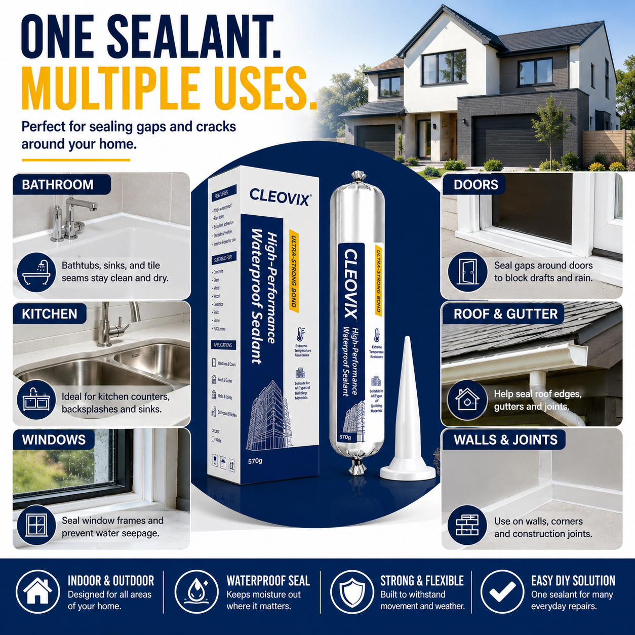 💧 High-Performance Waterproof Sealant – Seal Leaks, Gaps & Joints with Ease