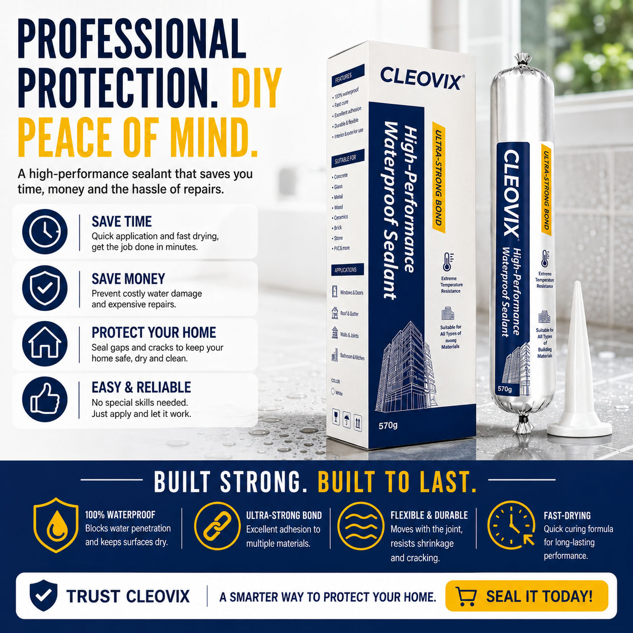 💧 High-Performance Waterproof Sealant – Seal Leaks, Gaps & Joints with Ease