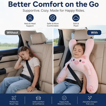 🐷 Cozy Car Neck Pillow for Kids 💖