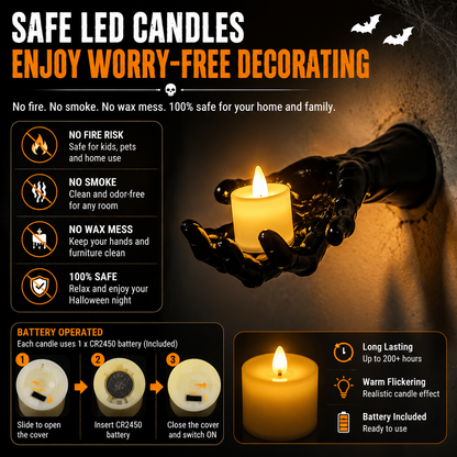👻 Ghost Hand LED Candle Holder Set – 3-Piece Gothic Halloween Wall Decor