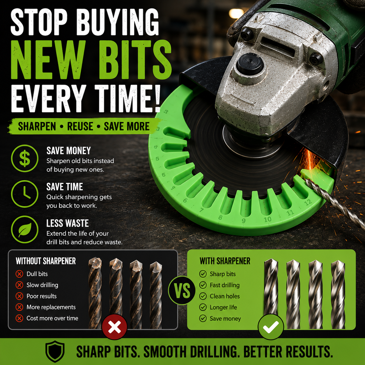 ⚡Angle Grinder Drill Bit Sharpener – 3–12mm Portable Sharpening To