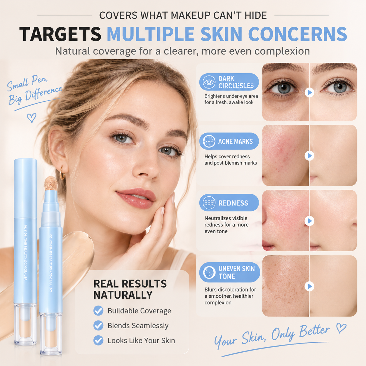 ✨ 2-in-1 Foundation & Concealer Pen – Smooth Buildable Coverage