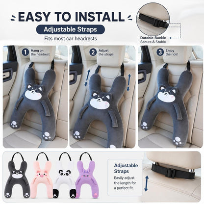 🐷 Cozy Car Neck Pillow for Kids 💖