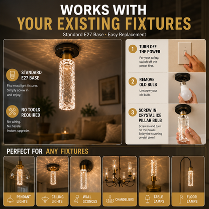 ✨Crystal Ice Pillar Bulb – Decorative Crystal Glow Light for Home Decor
