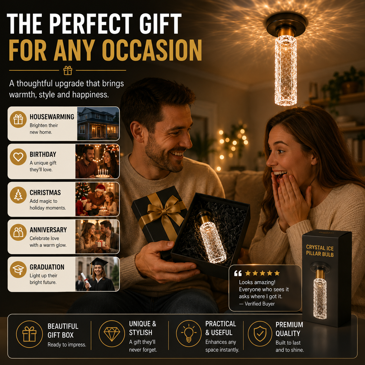 ✨Crystal Ice Pillar Bulb – Decorative Crystal Glow Light for Home Decor