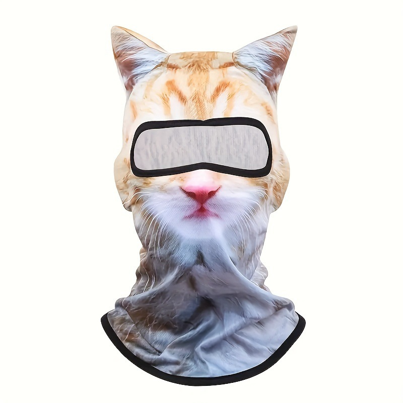 🐾❄️  3D Cat Print Balaclava – Funny Full-Face Outdoor Hood Mask