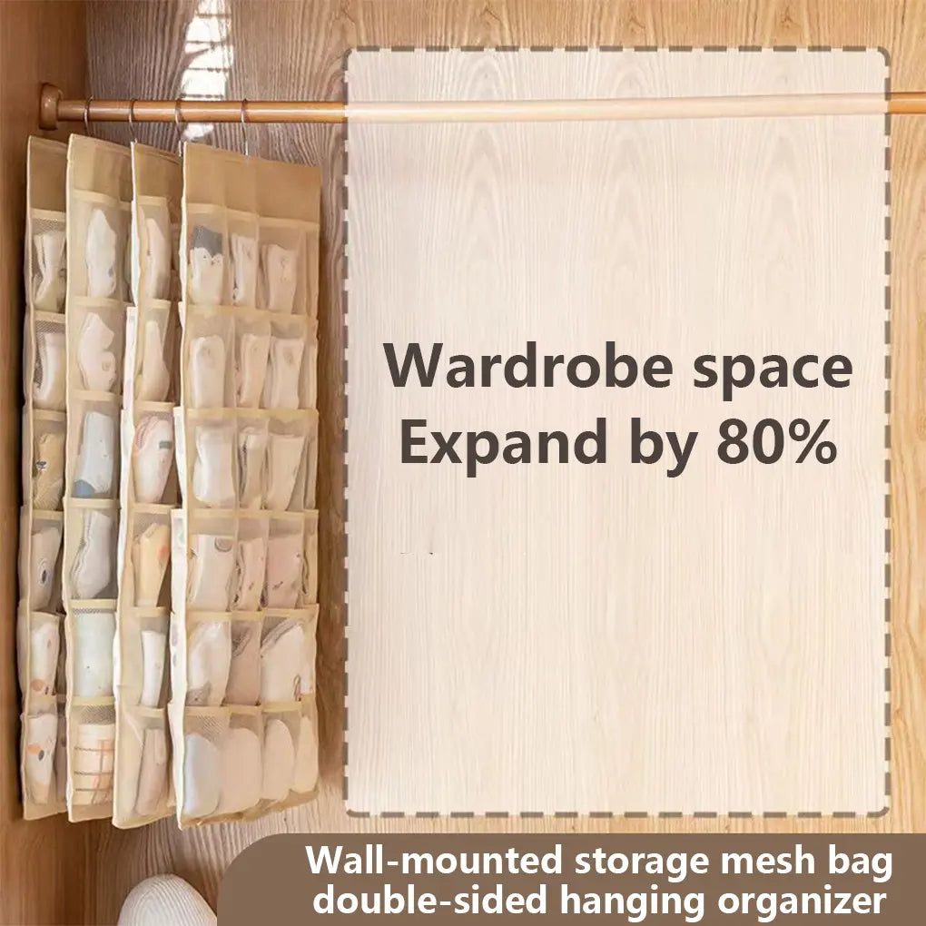 🔥 Space-Saving Bra & Underwear Hanging Organizer – 30 Pockets Dual-Sided Closet Storage Bag for Lingerie, Socks & Small Essentials