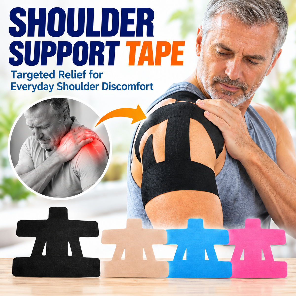 💪 Precut Kinesiology Tape – Senior Shoulder Support 🩹Muscle Strain Relief & Daily Mobility Care for Older Adults 🌿🏃