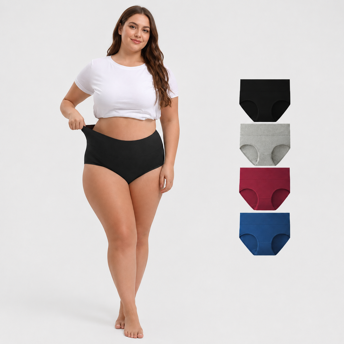 High-Waisted Full Coverage Cotton Briefs(4 pack)