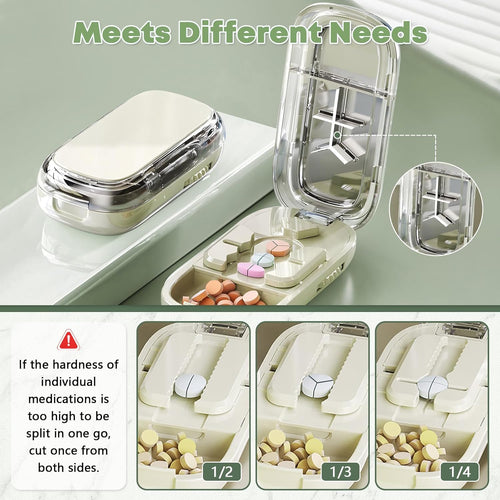 Upgrade-Designed Compact Pill Splitter Box-3-in-1 Medicine Cutter