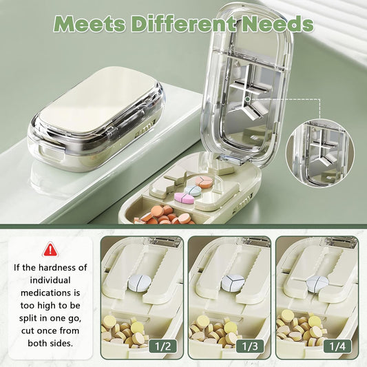 Upgrade-Designed Compact Pill Splitter Box-3-in-1 Medicine Cutter