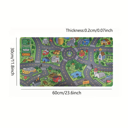🔥Cartoon City Street Large Mouse Pad - Ultra-Smooth Desk Mat with Stitched Edges