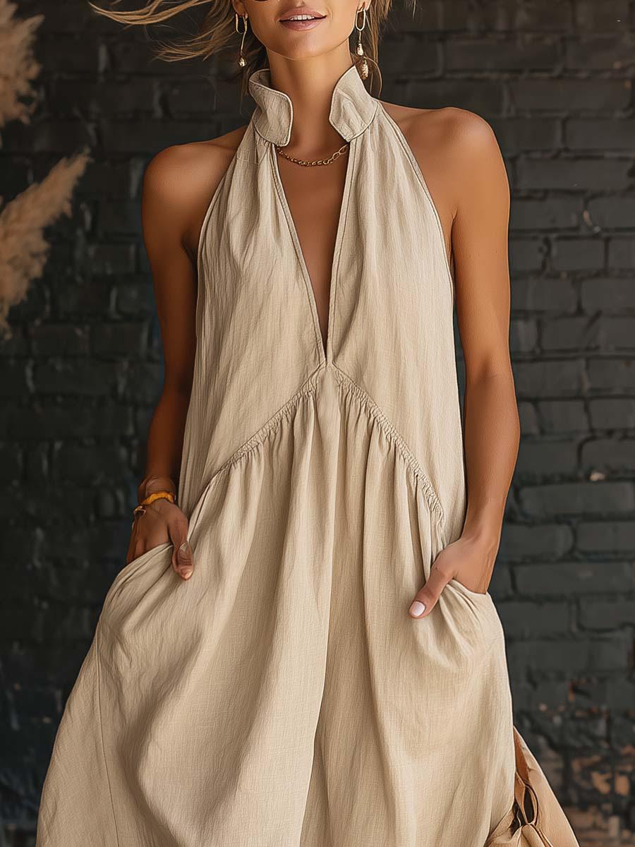 Halter Neck Maxi Dress Women