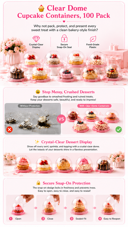 100 Pack Mini Dessert Containers with Dome Lids
