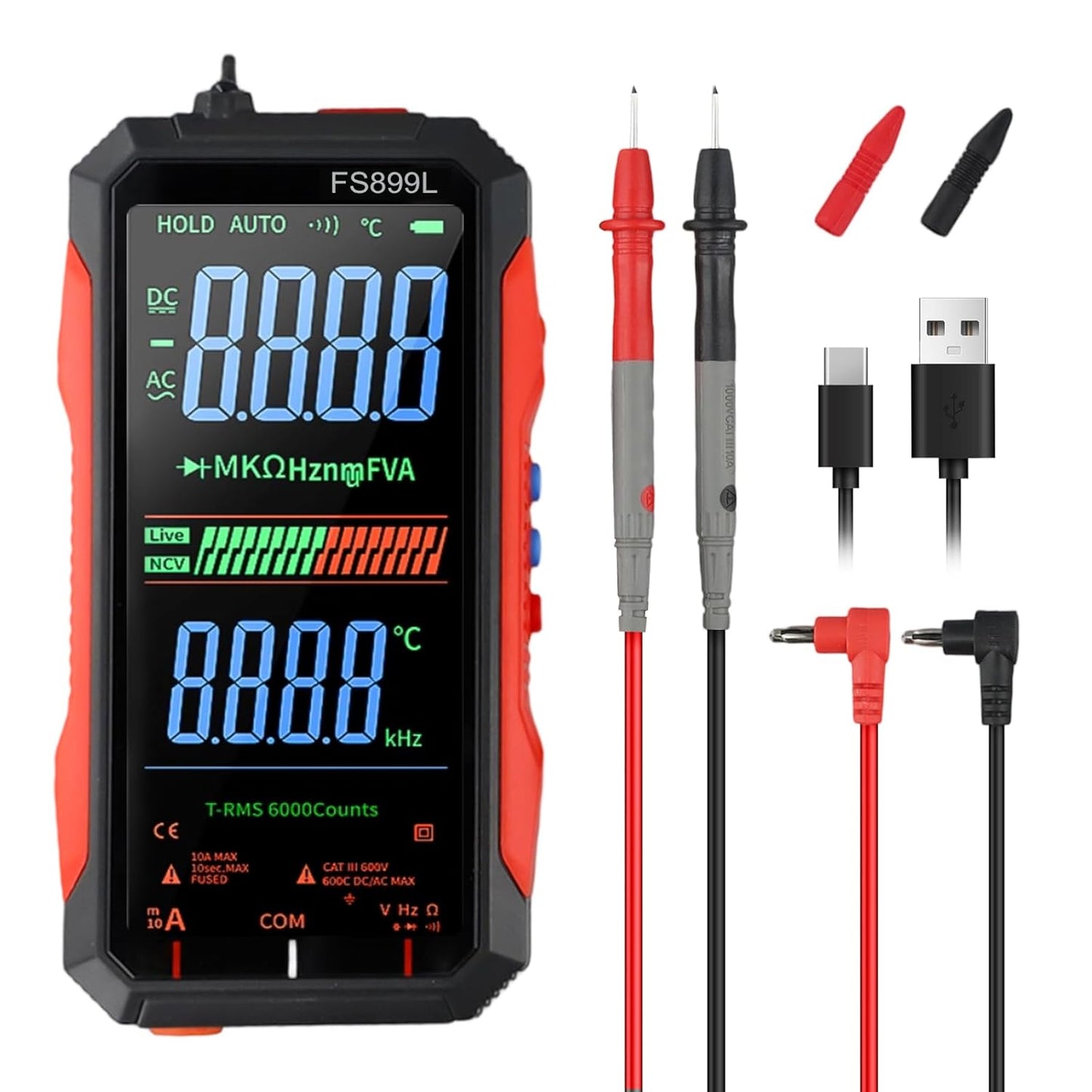 🔥🛠️Digital Multimeter with Color Screen, USB C Rechargeable Electrical Testing