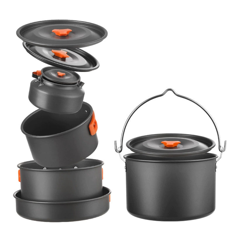 🔥HOT SALE 49% OFF🍳2026 Pro Outdoor Camping Cookware: 3-in-1 Ultra-Light Pots, Pans & Kettle Set! 🏕️🛒