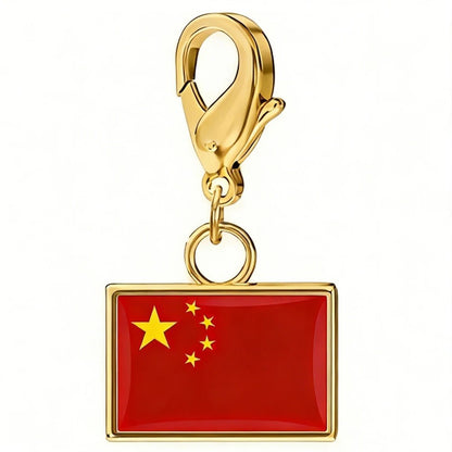🔥Stainless Steel Country Flag Bracelet Pendant Hand Chain Charm Travel Keyring Ornament