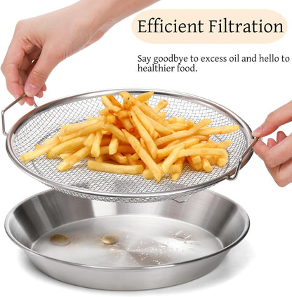 Stainless Steel Heavy-Duty Frying & Oil-Draining Rack with Tray