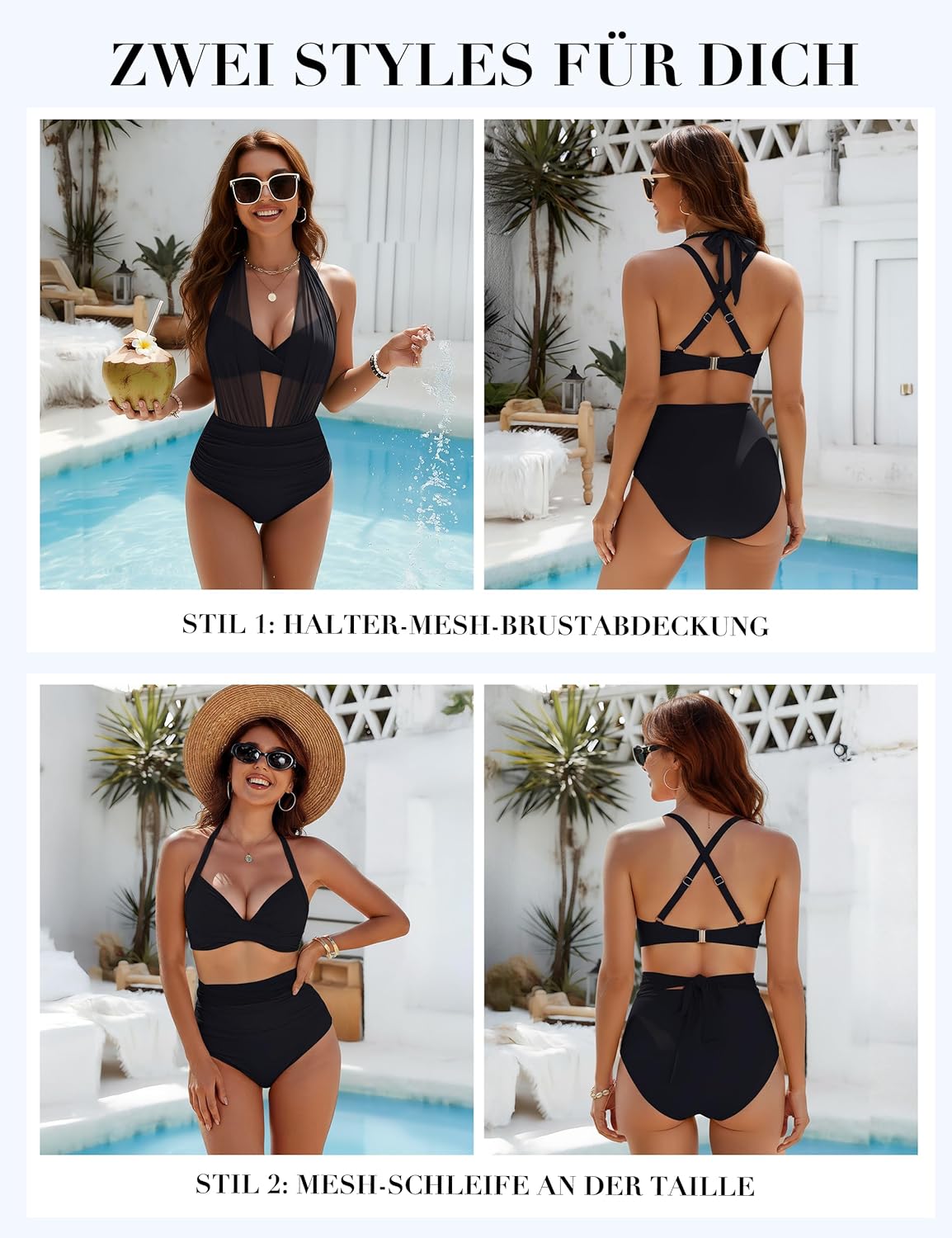 🔥 Summer Best Seller | High Waisted Tummy Control Mesh Bikini Set