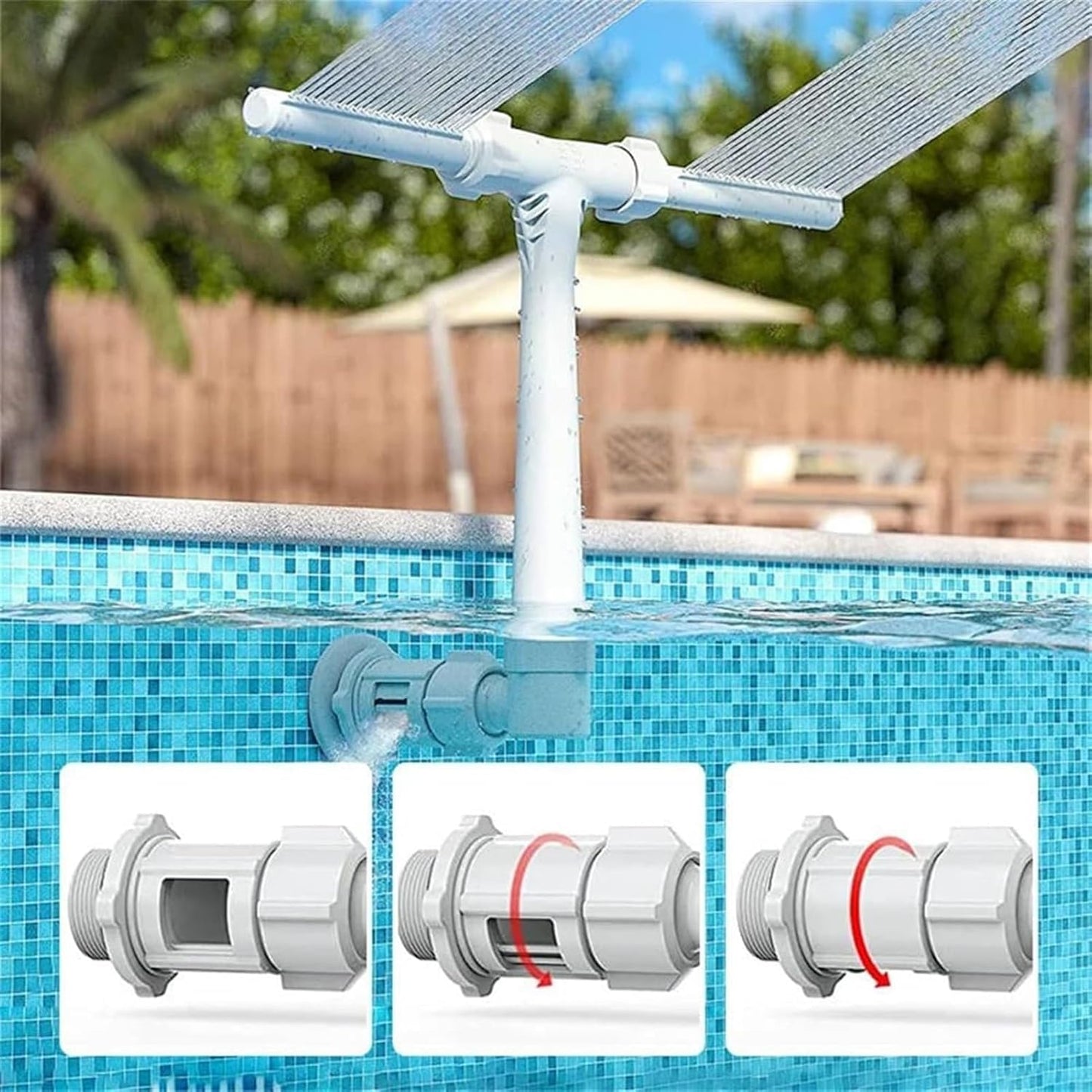Solar Pool Fountain with Lights Dual Arc