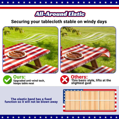 🎆250th Anniversary 6FT Picnic Table Cover with Bench Covers Set and Bag