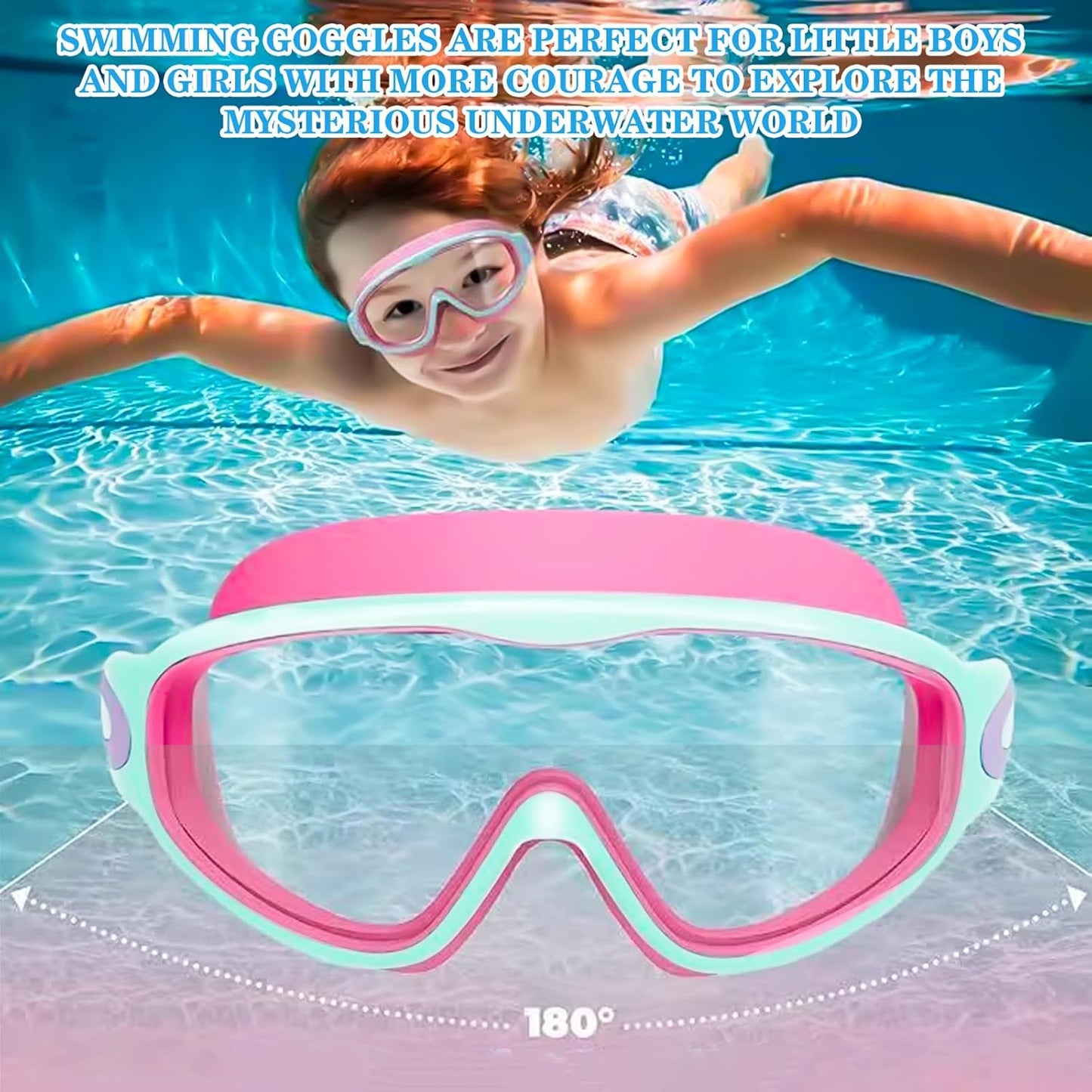 2 Pack Kids Swim Goggles for 3-15 UV Protection