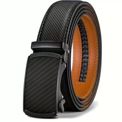 [Can be trimmed]  Mens Belt Leather Ratchet Easy Release Belt
