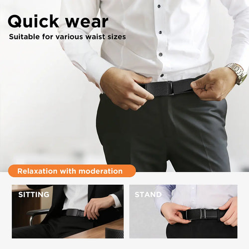 [Can be trimmed]  Mens Belt Leather Ratchet Easy Release Belt