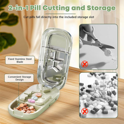 Upgrade-Designed Compact Pill Splitter Box-3-in-1 Medicine Cutter