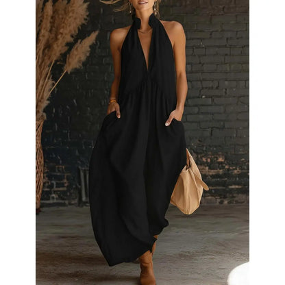 Halter Neck Maxi Dress Women