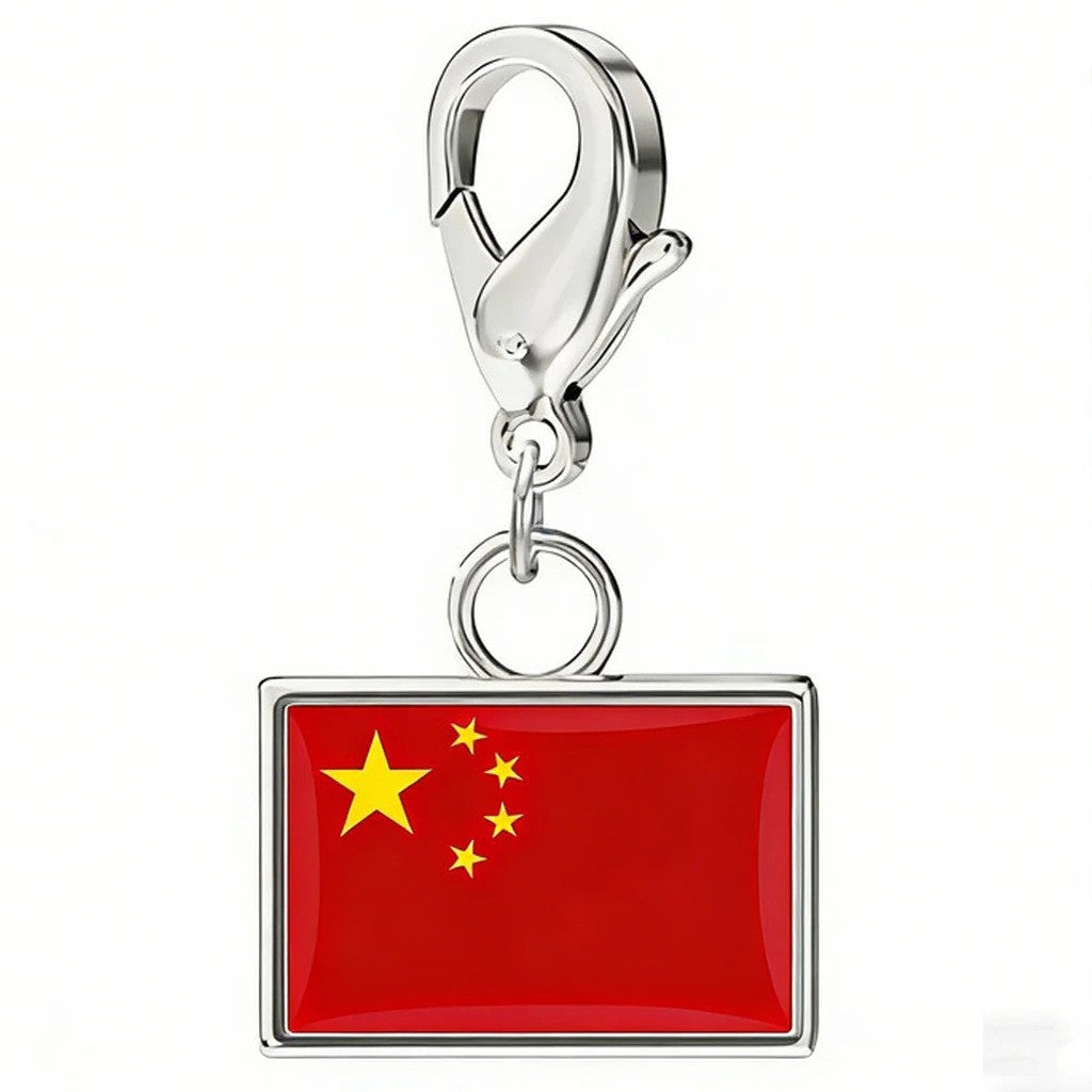 🔥Stainless Steel Country Flag Bracelet Pendant Hand Chain Charm Travel Keyring Ornament
