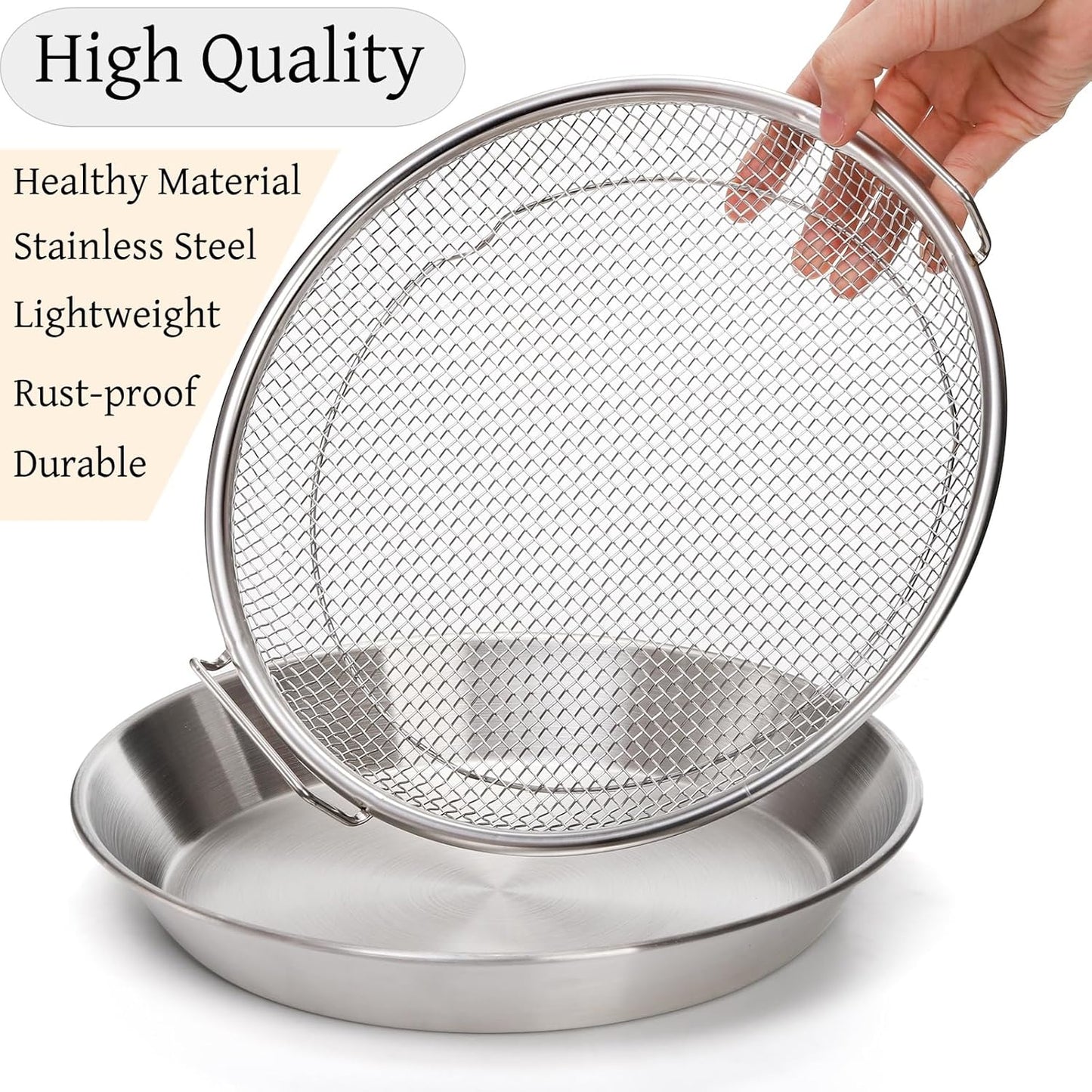 Stainless Steel Heavy-Duty Frying & Oil-Draining Rack with Tray