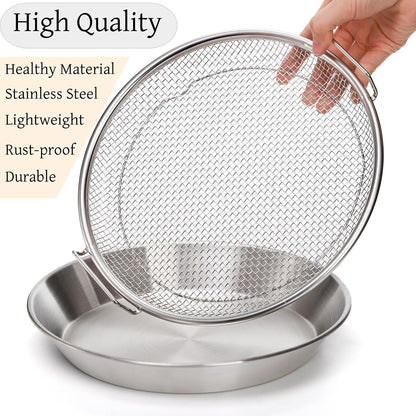 Stainless Steel Heavy-Duty Frying & Oil-Draining Rack with Tray