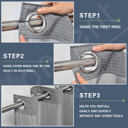 No Hook Shower Curtain with Snap in Liner