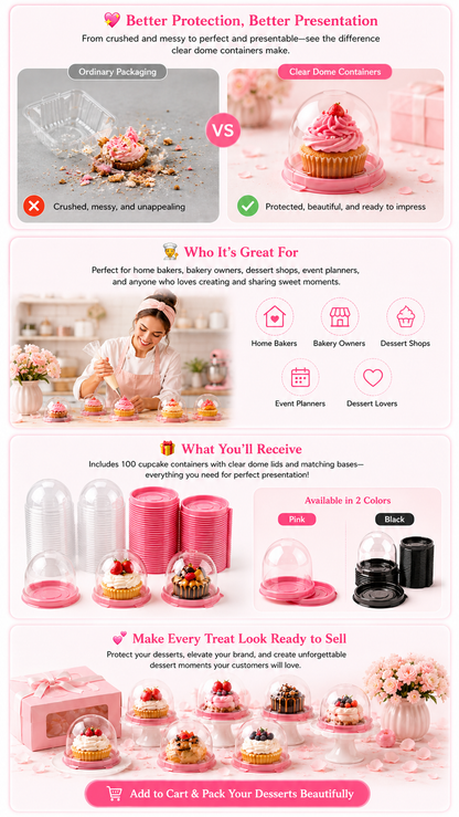 100 Pack Mini Dessert Containers with Dome Lids