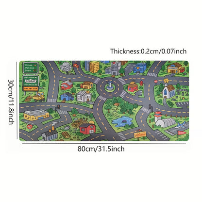 🔥Cartoon City Street Large Mouse Pad - Ultra-Smooth Desk Mat with Stitched Edges