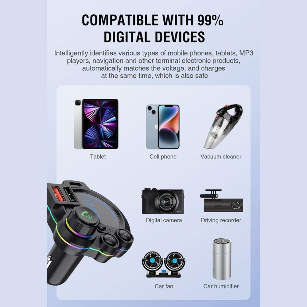 🚗⚡ DriveSync™ Bluetooth FM Transmitter | PD20W Fast Charging • Crystal-Clear Calls • Wireless Music
