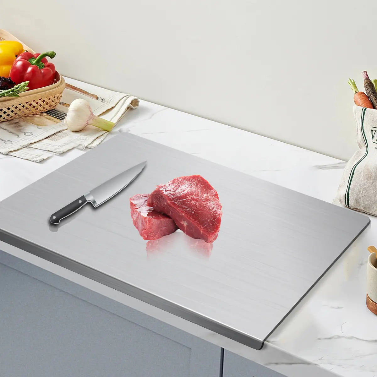 🔥🥩 SteelGuard™ Stainless Steel Chopping Board  ✨