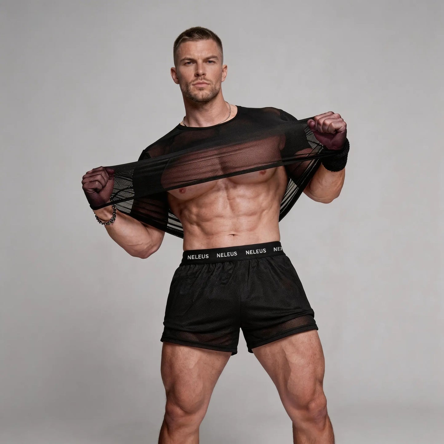 Men's Sheer Mesh Workout T-Shirt Breathable Gym Training Top