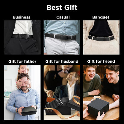 [Can be trimmed]  Mens Belt Leather Ratchet Easy Release Belt